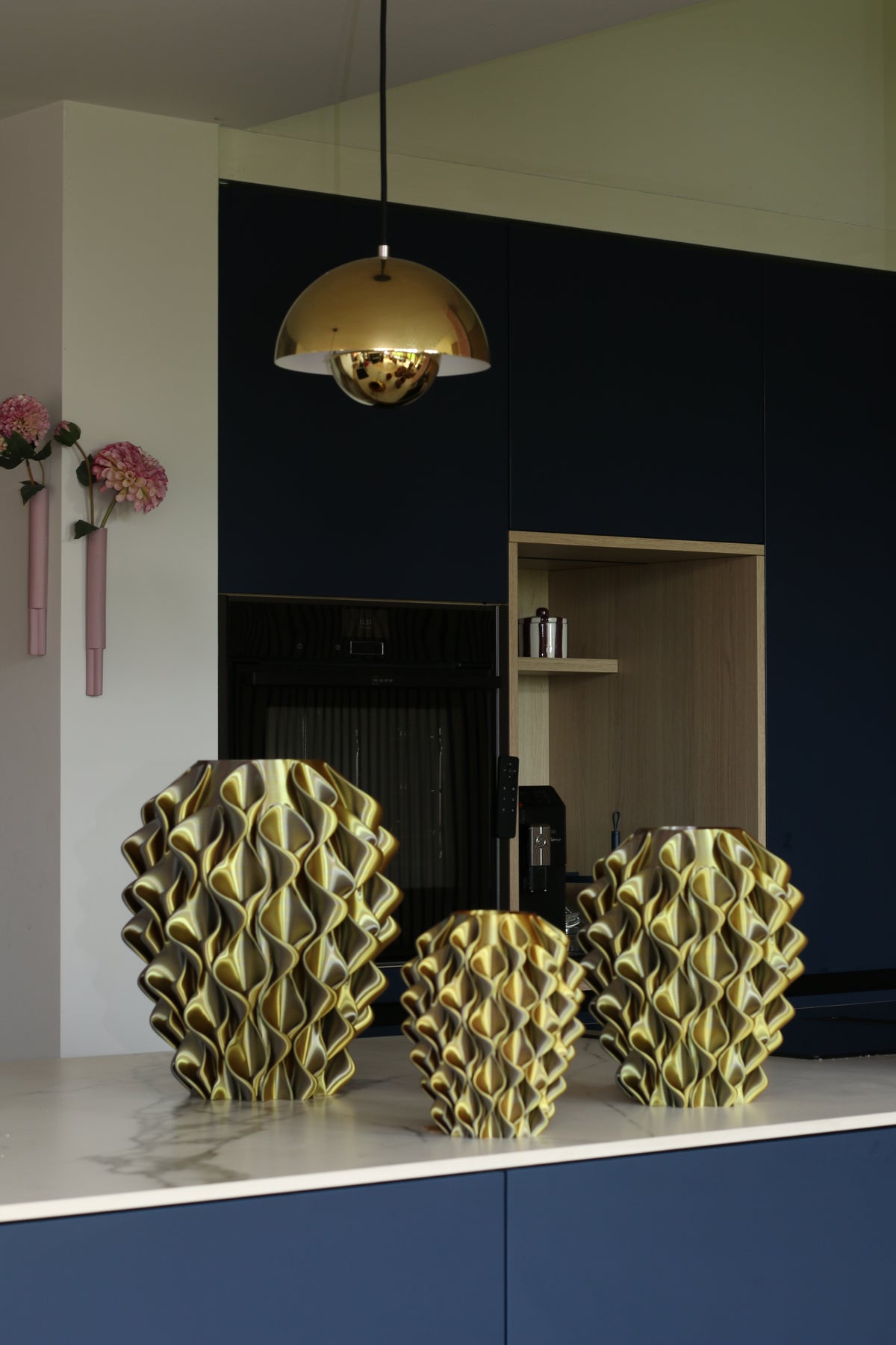 Coral vaas- Goud Silver Koper