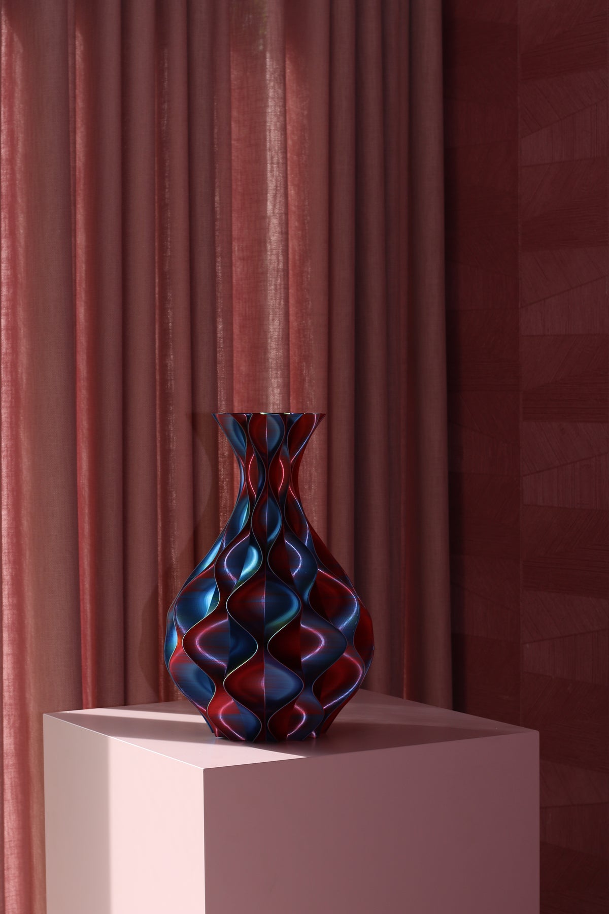 Schelp vaas Blauw Geel Rood