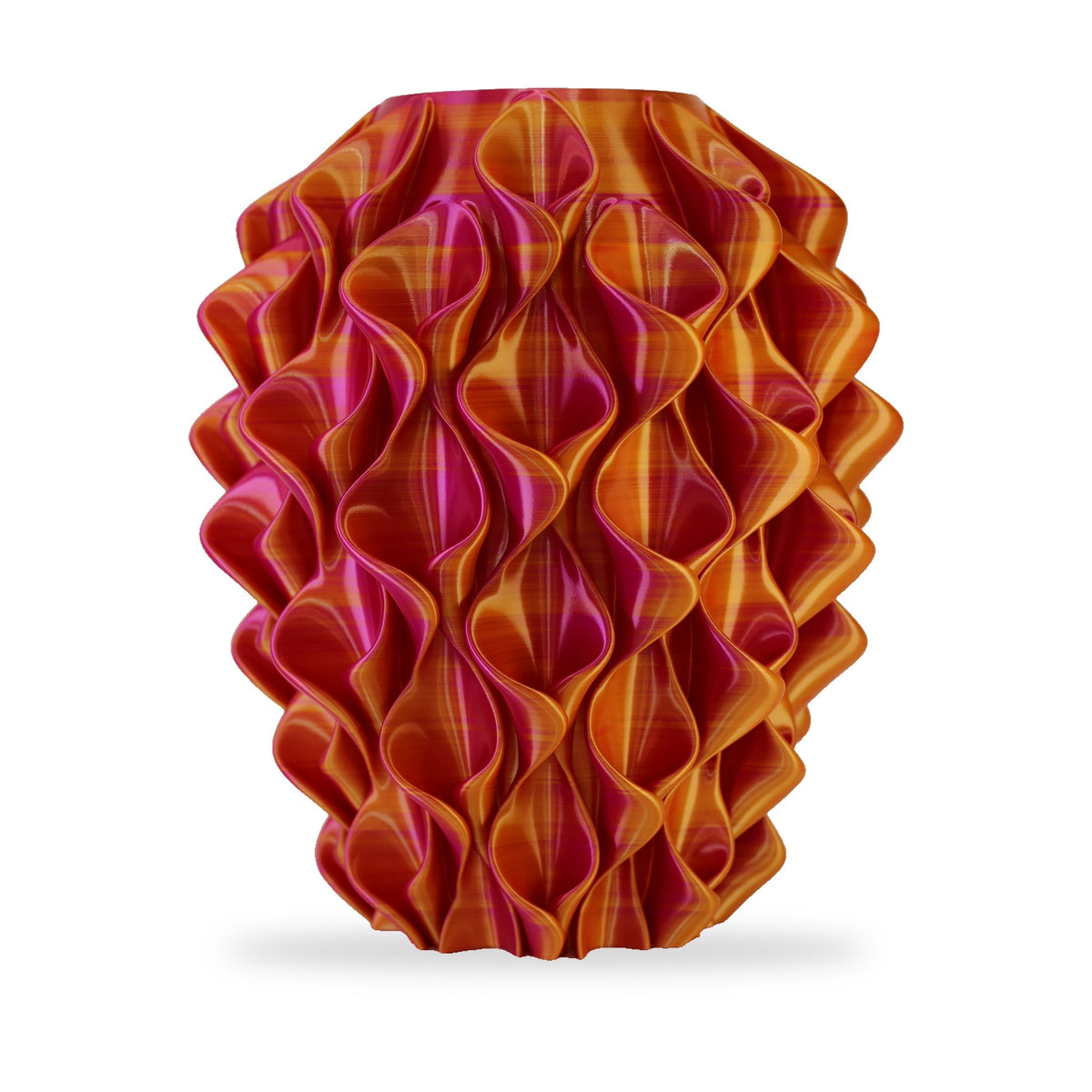 Coral Vaas - Roze, Rood, Goud op witte achtergrond, andere kant