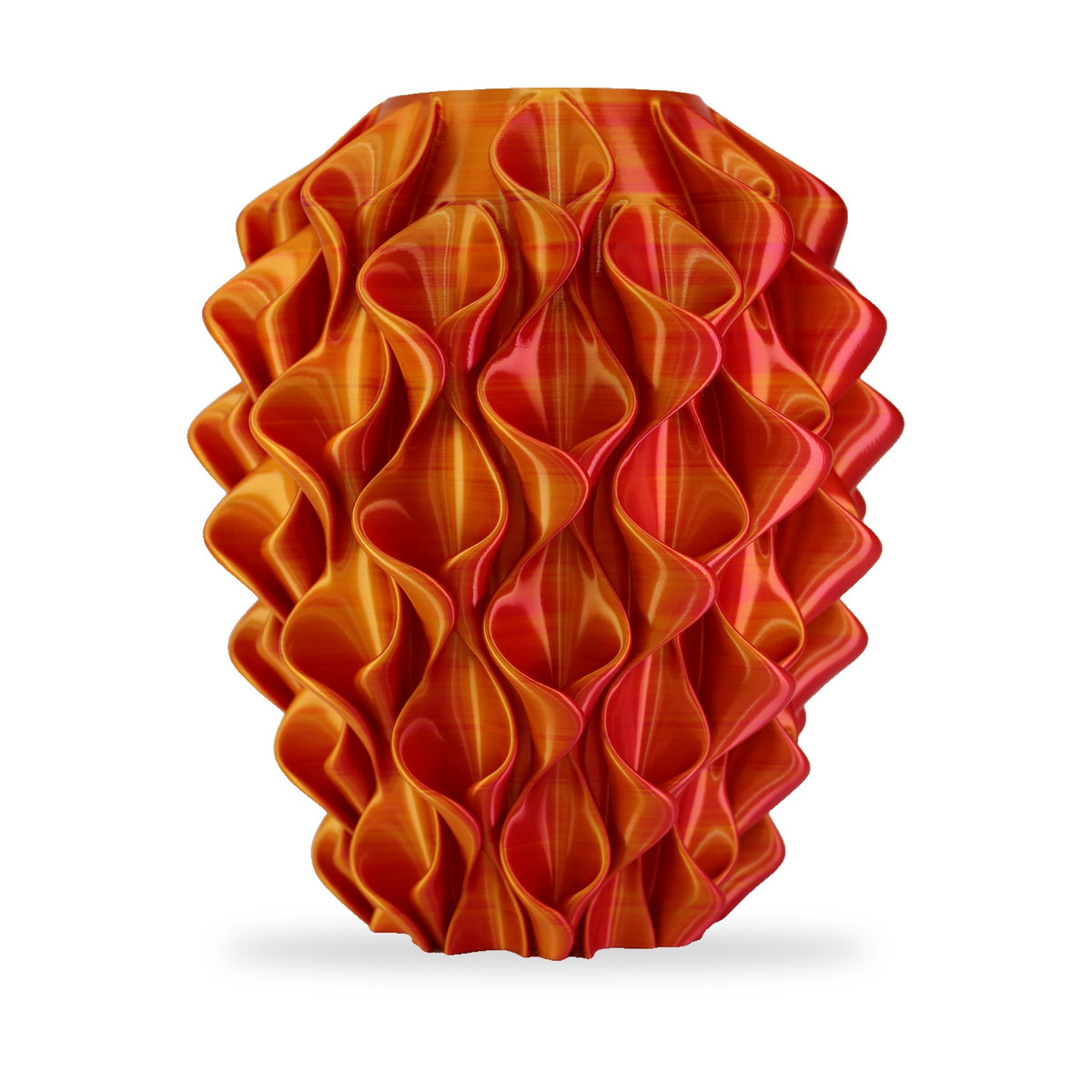 Coral Vaas - Roze, Rood, Goud op witte achtergrond, andere kant