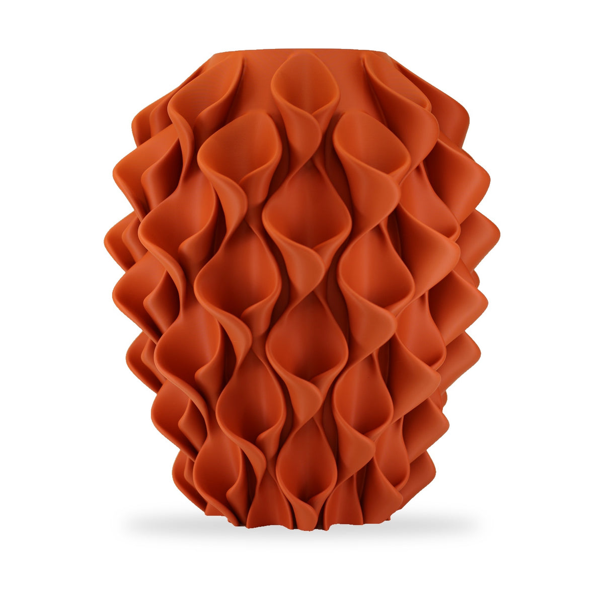 Coral vaas Terracotta op witte achtergrond – 3D-geprint designobject van Studio VormVezel