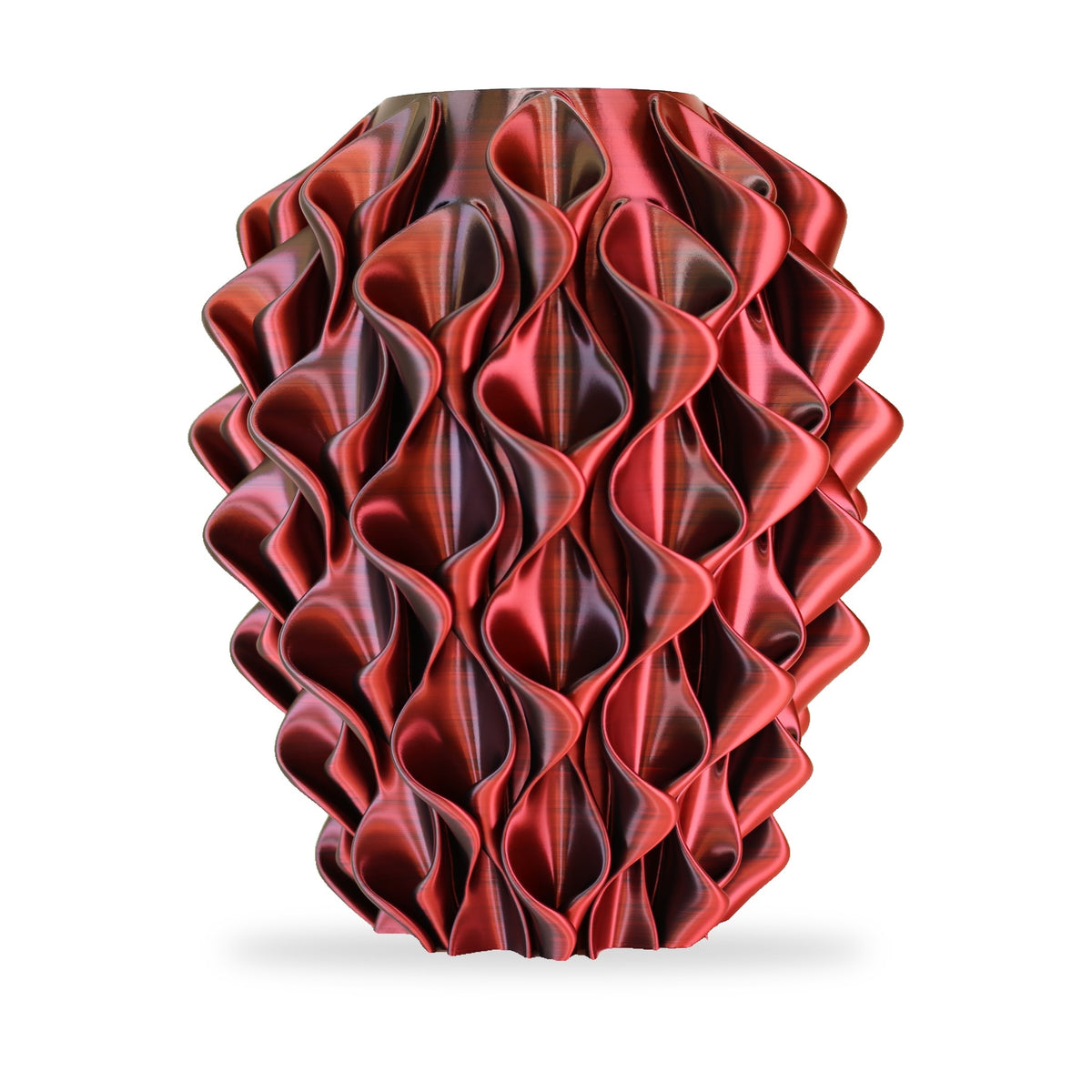 Coral vaas Zwart Rood op witte achtergrond – 3D-geprint designobject van Studio VormVezel