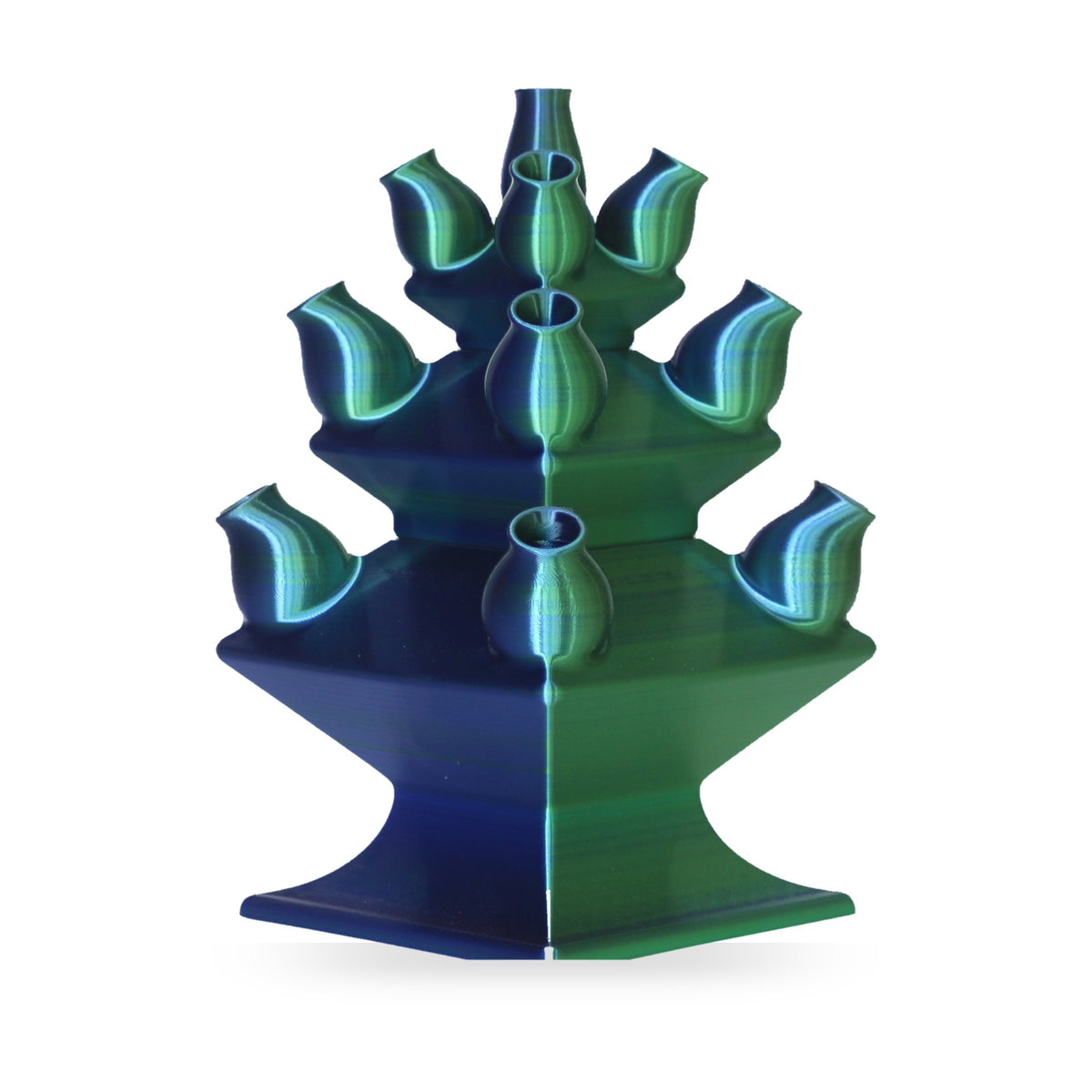 Tulpenvaas – Groen Blauw Rood op witte achtergrond, andere kant