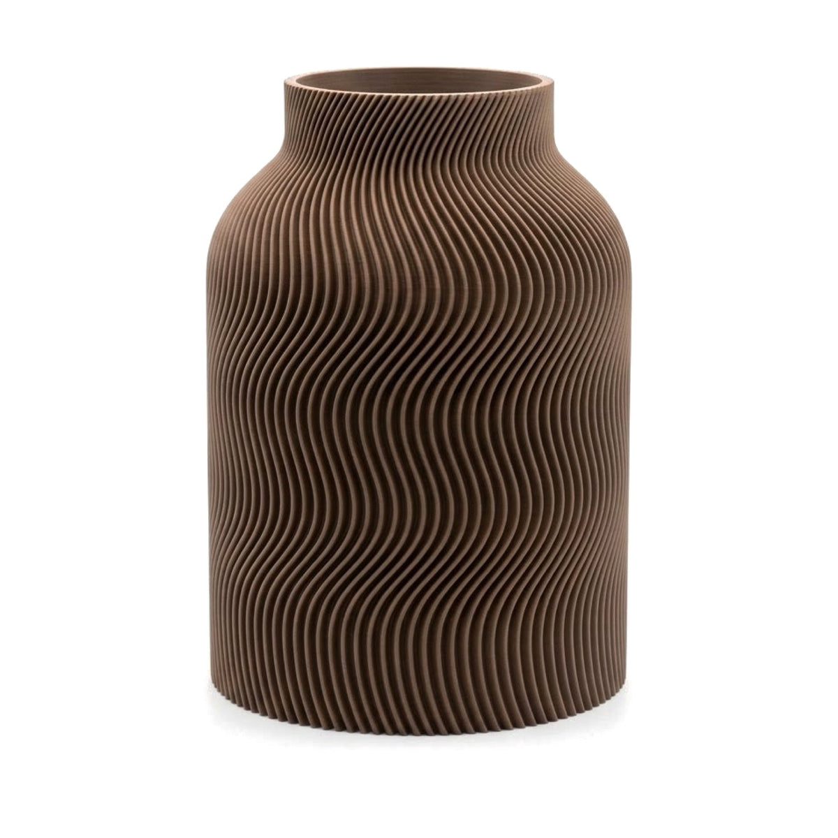 Wavy - Lichtbruin op witte achtergrond – 3D-geprint designobject van Studio VormVezel