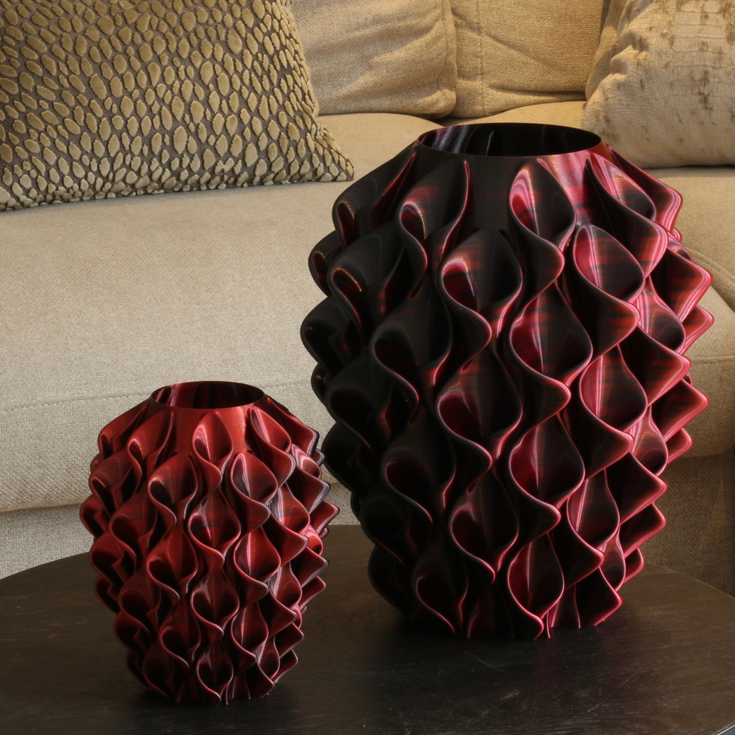 Coral vaas - Zwart & Rood