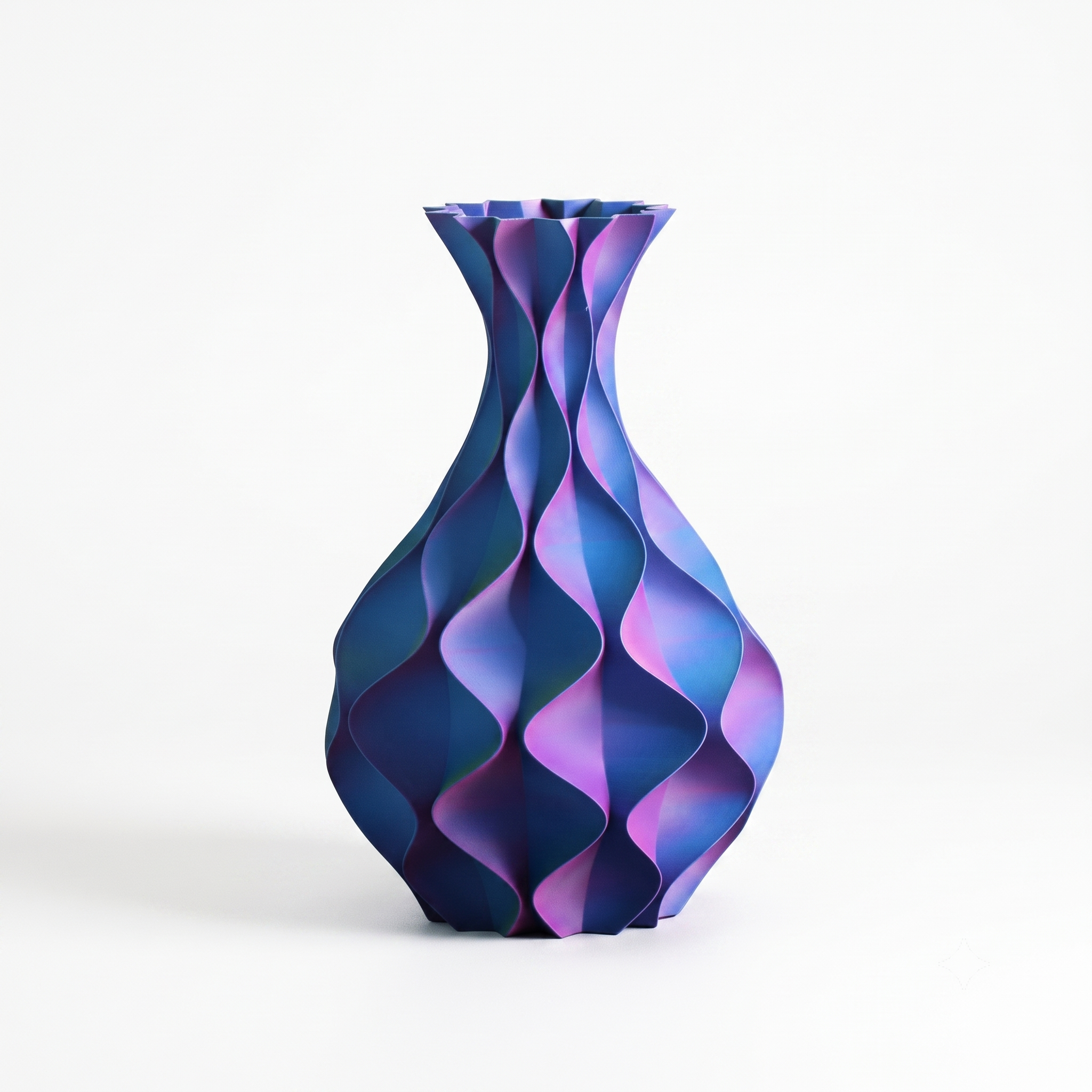 Muschelvase Gelb Blau Violett Matt