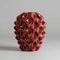 Coral vaas in koper – 3D-geprint designobject met golvend coralpatroon en metallic koperglans, gerecycled PLA kunststof van Studio VormVezel