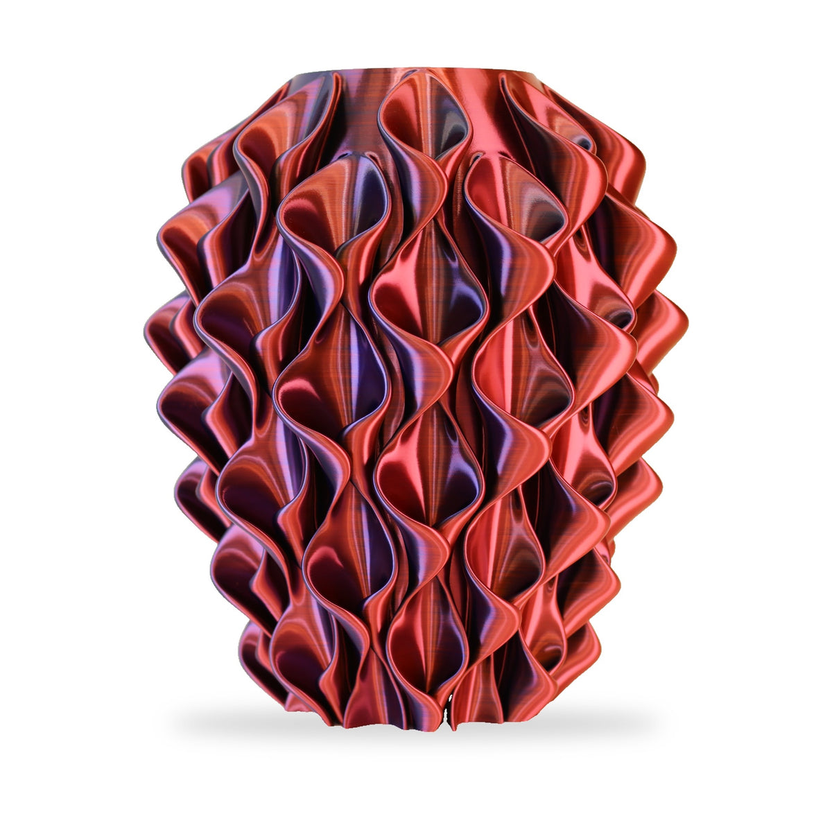Coral vaas Geel Blauw Rood op witte achtergrond, andere kant