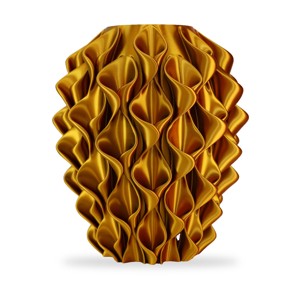 Coral vaas- Goud Silver Koper op witte achtergrond – 3D-geprint designobject van Studio VormVezel