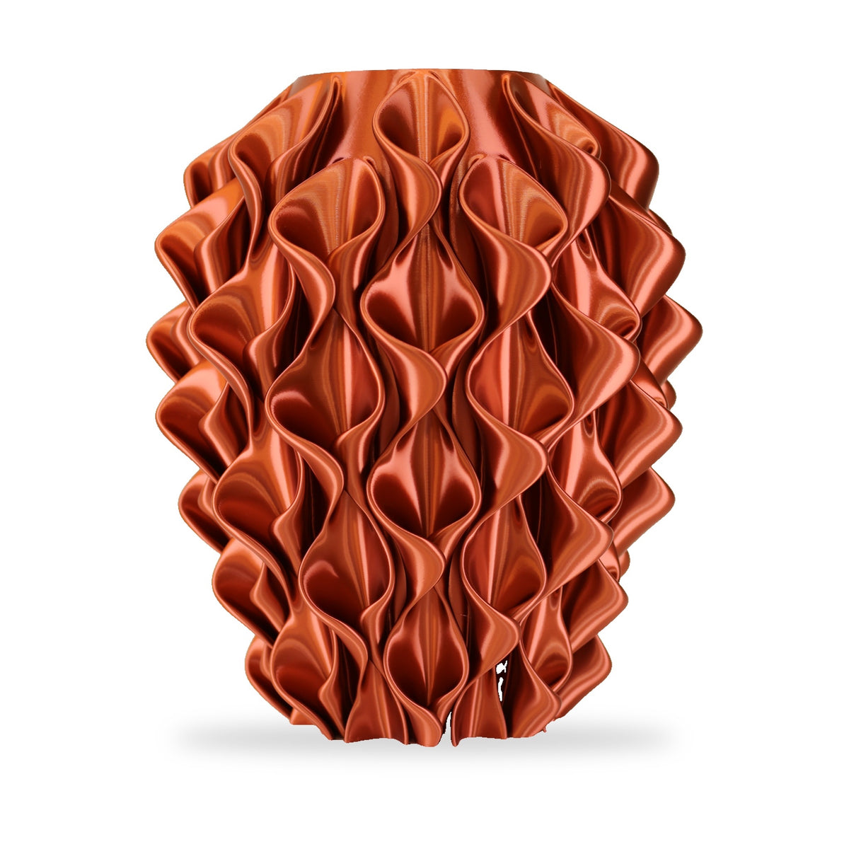 Coral vaas Koper op witte achtergrond – 3D-geprint designobject van Studio VormVezel