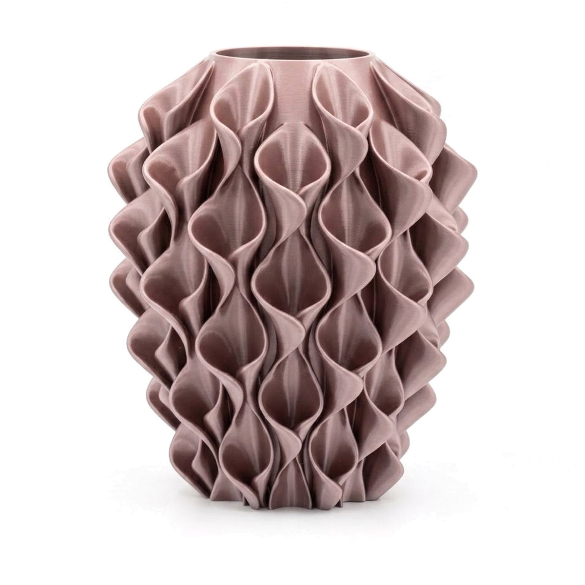 Coral Vaas - Rose Gold op witte achtergrond – 3D-geprint designobject van Studio VormVezel