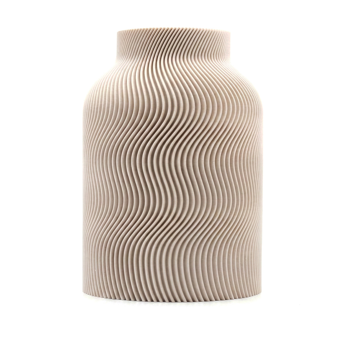 Wavy Vaas Marble op witte achtergrond – 3D-geprint designobject van Studio VormVezel